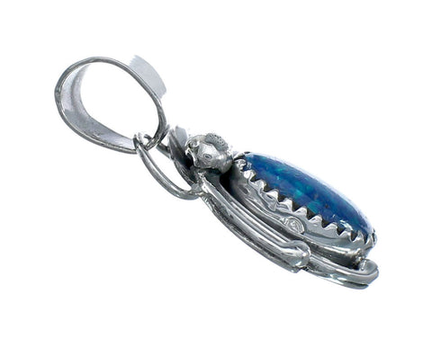 Native American Leaf Blue Opal And Sterling Silver Pendant NN20457